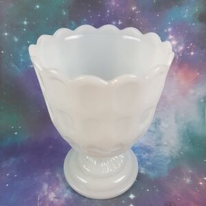 🔥Thumbprint Vintage E.O. Brody M4200 MilkGlass Pedestal GobletVase 1950s